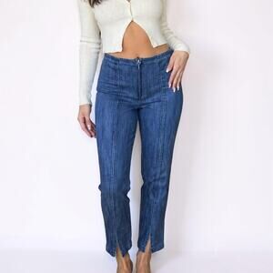 Mariel Stretch Cropped Slim Leg Split Hem Pull On Denim Pants Size 6